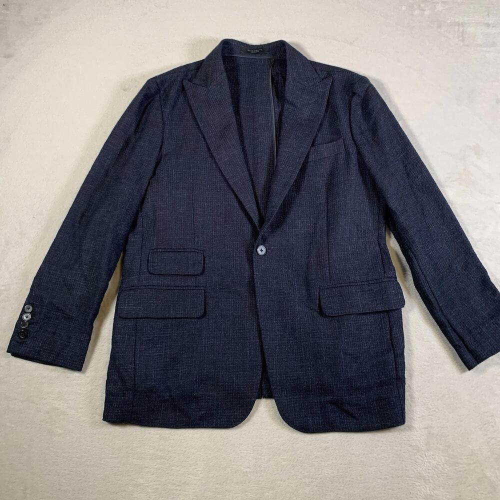 StudioSuits Wool Blend Sport Coat 40S Blazer Hand Crafted Two Button Blue EUC